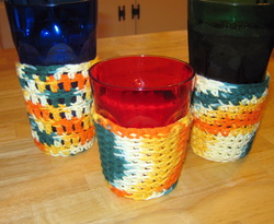 crochet glass cozy